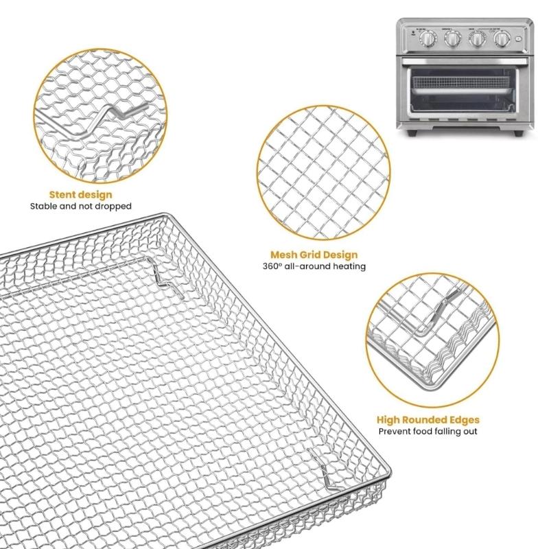 Baking Tray with Safe Handle and Air Fryers Basket Stainless Steel Texture for Secure Handling in Air Fryers Ovens Grills