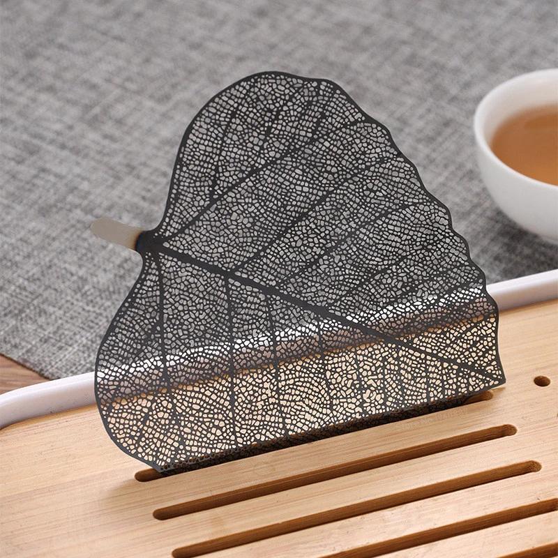 New Rose Gold Black Colorful Bodhi Leaf Tea Filter Hollow Leaves Shape Tea Strainer Kung Fu Tea Infuser Drinkware Teaware Gadget