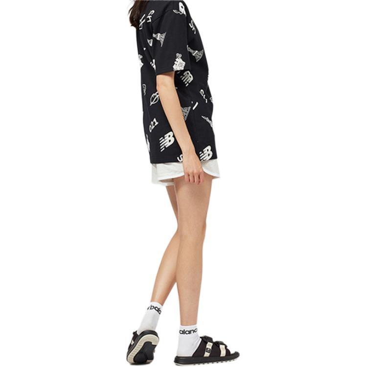 New Balance Printing Short Sleeve Couple Style Black Unisex AMT02372-BK
