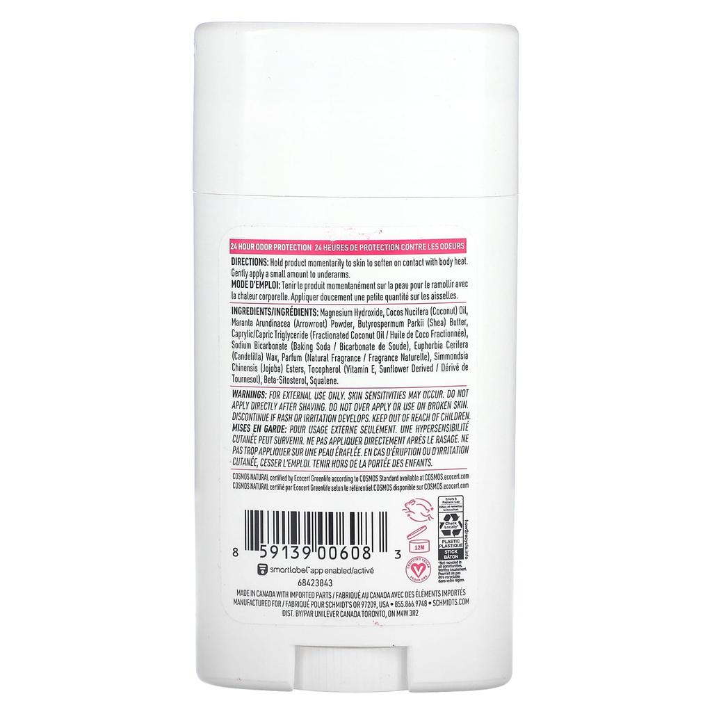 Schmidt'S, Natural Deodorant, Rose & Vanilla, 75G(2.65Oz)