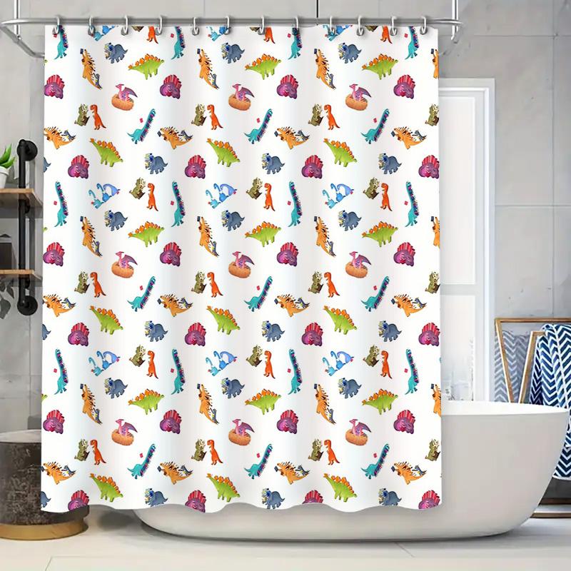 

Dinosaur Shower Curtain Waterproof Cute T Rex Jungle Animals Bathroom Decor Set Vintage Farmhouse Coastal Pattern Fabric Backdro W60H190(CM)-1 Pcs