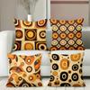 Retro Patterned Cushions With Orange Brown Circles Polyester Pillowcase, Sofa Decorative Cushion Cov Headboard Pillow
