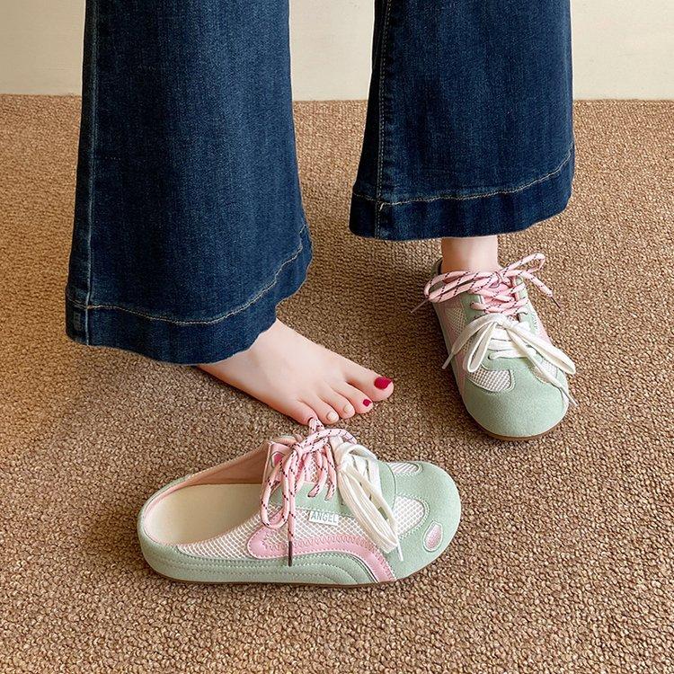 

Внутренний увеличивающий рост мешок, голова полу-тапочки, немецкие тренировочные туфли для женской верхней одежды, лето 2025, сетчатые дышащие, новые полушлепанцы на одной педали 40