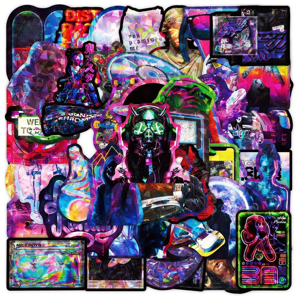 Cool Stickers 50 Pcs Stickers Skateboard Sticker Pack Neon Stickers For Adults Teens Stickers Edgy Stickers Vaporwave Stickers Stickers Waterproof