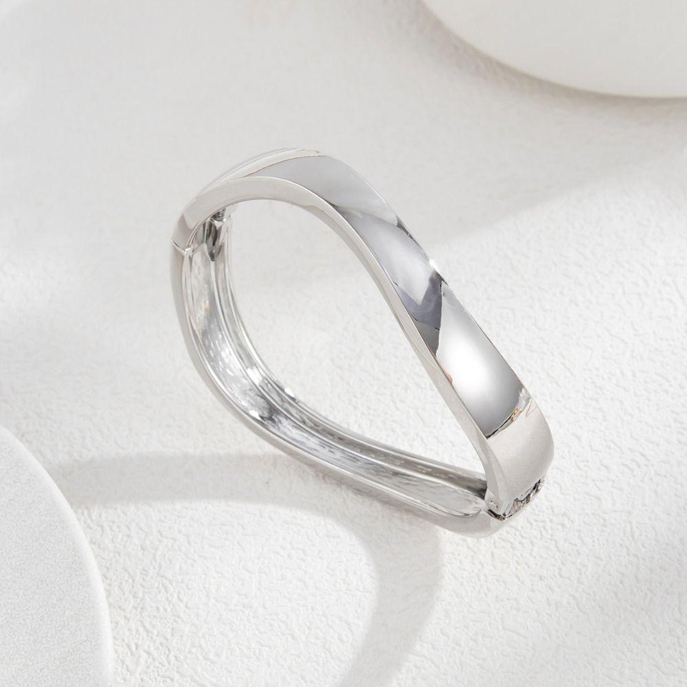Minority Design Wide Open Bangle Metal Exaggerated Bracelet Temperament Spring Bangles  Girls