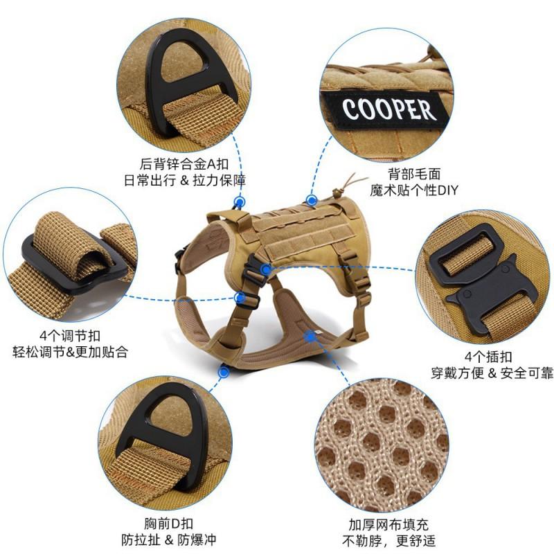 Adjustable Dog Harness Small Medium Large Breeds Waterproof Tactical Vest Outdoor Walking Safety Belt