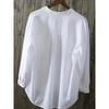 Plus Size Women White Loose Casual Round Neck Three Quarter Sleeve Shirt