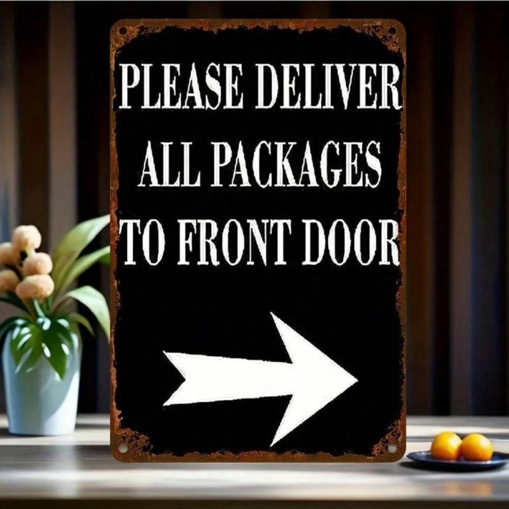 Vintage Metal Wall Sign Courier Instruction Poster for Door