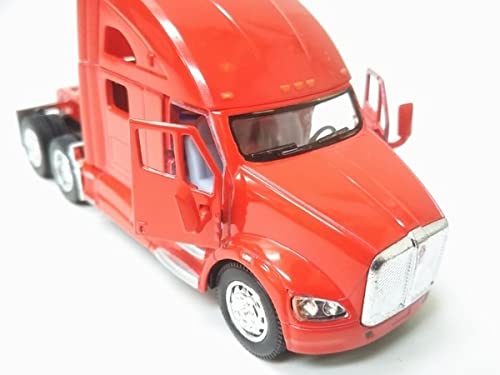Kinsmart Kenworth T700 Container Trailer Truck 1/68 Scale Diecast Pullback Diecast Model Car (Red)