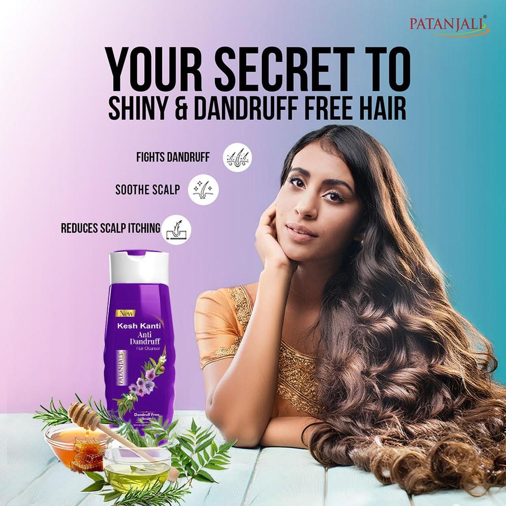 Patanjali Kesh Kanti Anti Dandruff Hair Cleanser 180 Ml Herbal Shampoo For Clean Scalp Smooth Shiny Hair All Types