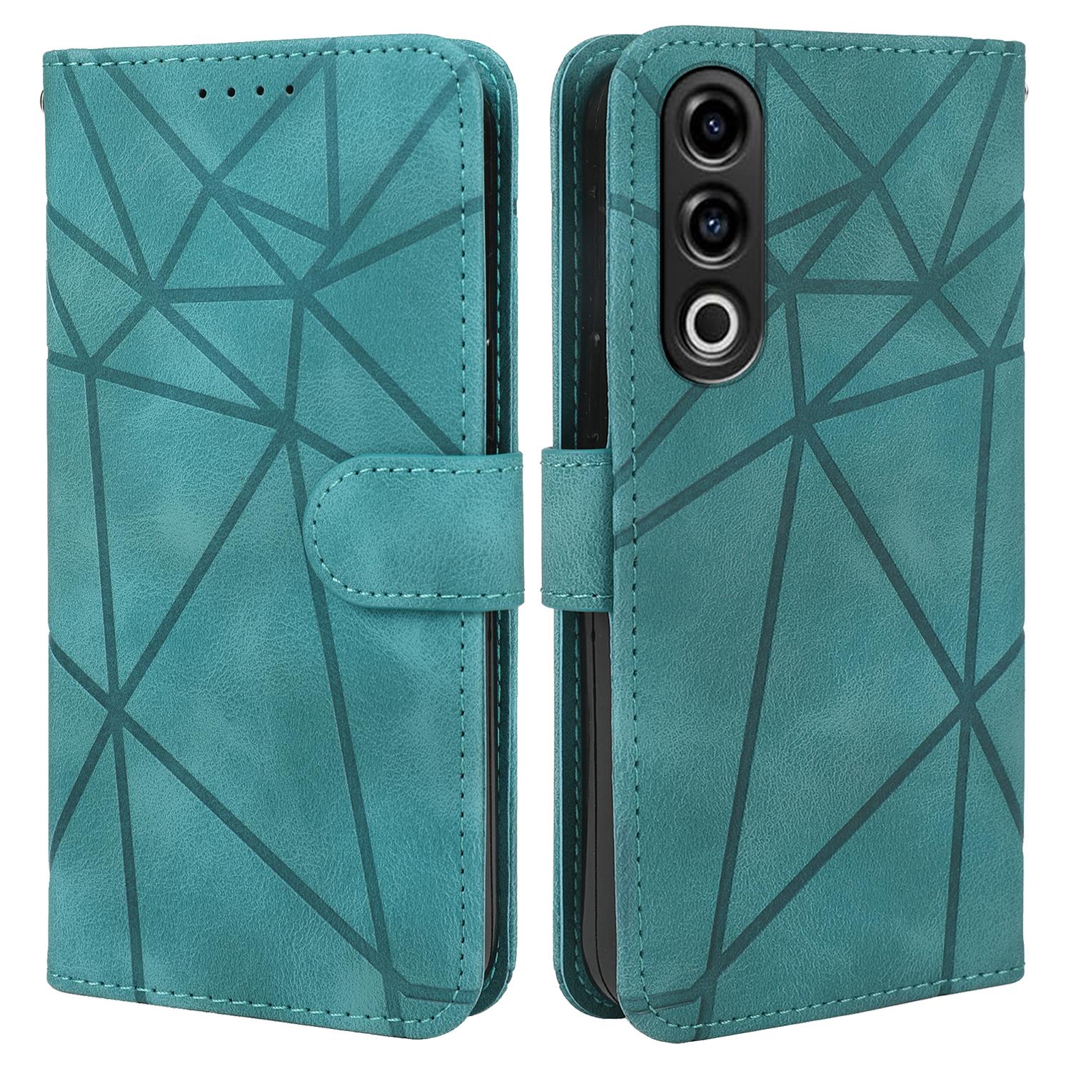 

For OnePlus Ace 3V 5G Stand Case Line Pattern Leather Phone Cover Green