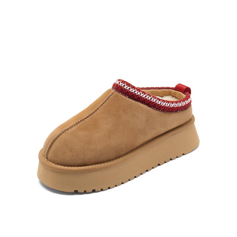 Augustus snow boots women's 2025 new winter velvet thickened low-top short boots thick-soled one-pedal cotton slippers