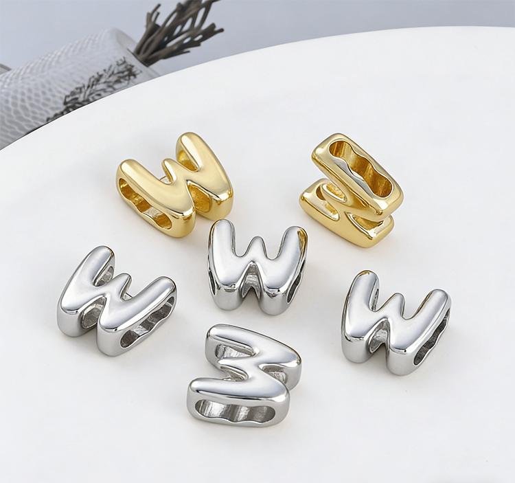 1pc Alphabet Bead Polished Design Mini 3D Bubble 26 Letter Charm for DIY Necklace Bracelet Jewelry Making