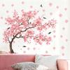 Self-Adhesive Wall Sticker Pink Branch with Birds and Butterflies for Living Room Bedroom Home Decor Accent Wall