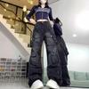 Multi-pocket Retro Hong Kong Style Old Jeans Loose Wide-leg Mopping and Thin Wide-leg American Retro Trousers