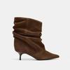 Fall New Products Women's Shoes, Velvet Folds Pointed Cat Heel Short Pile Brown Pointed Folds Short