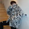 Men Leopard Winter Warm Fashion  Outdoor Woolen Faux-Fur' Coat Collar OverCoat
