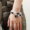 2Pieces Elegant Crystal Bead Bracelet Magnetic Clasp Handchain for Couples Adjustable Matching Wristbands Accessory