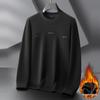 Fat Little Brother Men's Fleece-Lined Long-Sleeve T-shirt, Plus Size, Autumn/Winter Casual Round Neck Base Layer, 2025 Edition.