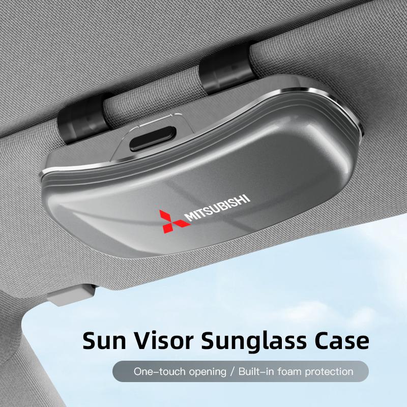 Car Sun Visor Sunglasses Case Glasses Holder For Mitsubishi Lancer Ralliart ASX Mirage Pajero Xpander Attrage L200 Eclipse Cross