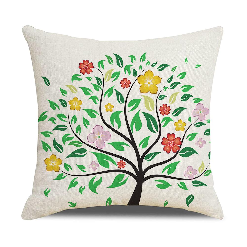 New Household Products Oil Painting Love Tree Linen Pillowcase Gift Sofa Bedroom Cushion Waist Pillowcase