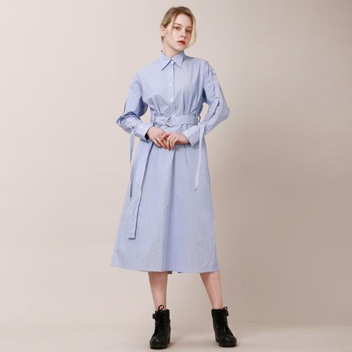 Bunderghost Wing Collar Strap Dress (Striped)
