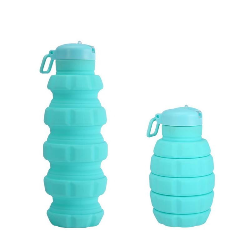 Portable Silicone Retractable Grenade Water Bottle 500ML Collapsible Sports Water Bottle Foldable Reuseable Drinking Cup Travel
