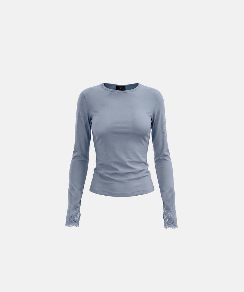 BADBLOOD H.B.B. Lace Back Point Crew Neck Long Sleeve - Blue