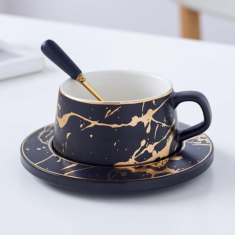 Scandinavian marble ceramic cup coffee cup latte coffee tea breakfast glass milk pot with spoon