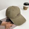 Washed hole baseball cap Four Seasons Versatile retro sunscreen men's and women's peaked caps Big head showing face Small sun hat