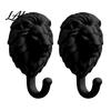 Drill Free Towel Hanger 2Pcs Lion-Head Wall Hooks 3D Printed Animal Shaped Hanger Self‑Adhesive Bathroom Accessories for Coat Key Hook,