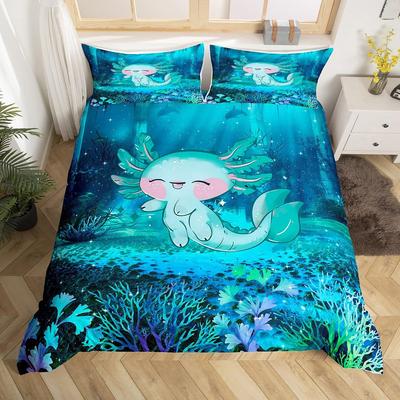 Cute Marine Animal Three-Piece Quilt Cover Digital Printing Bedding Set Bed Cover
