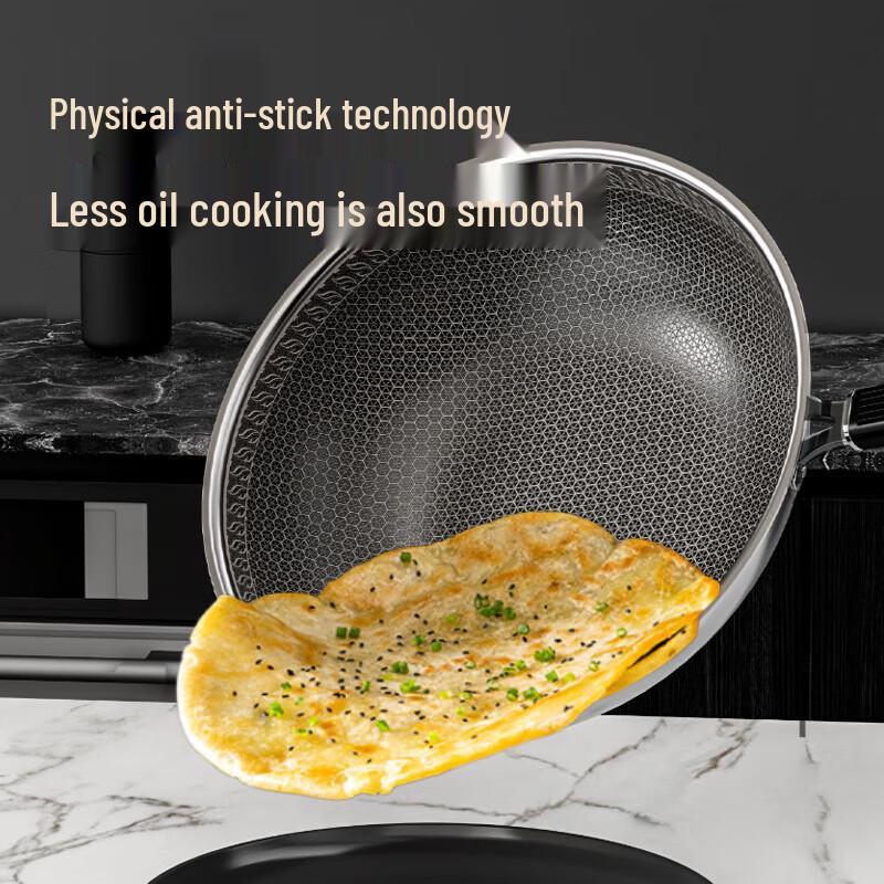 Debolai 304 Stainless Steel Honeycomb Non-Stick Wok 32cm