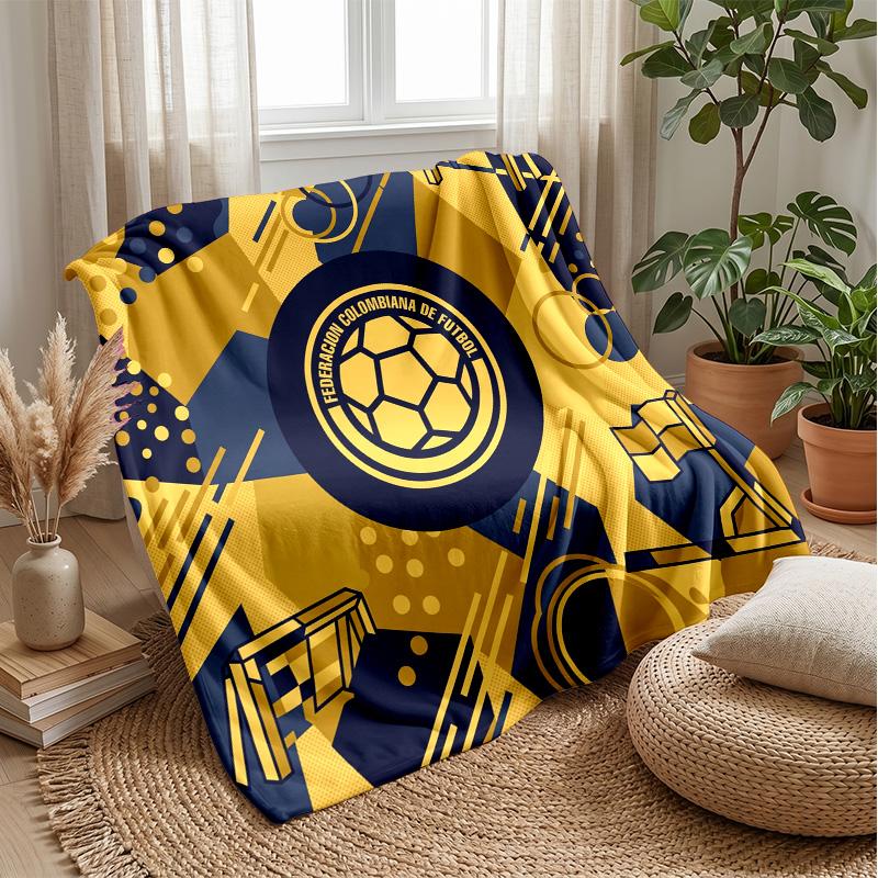 Colombia Football Printed Flannel Blanket Skin Friendly Warm Decorative Throw for Indoor Couch Bed Daily Use