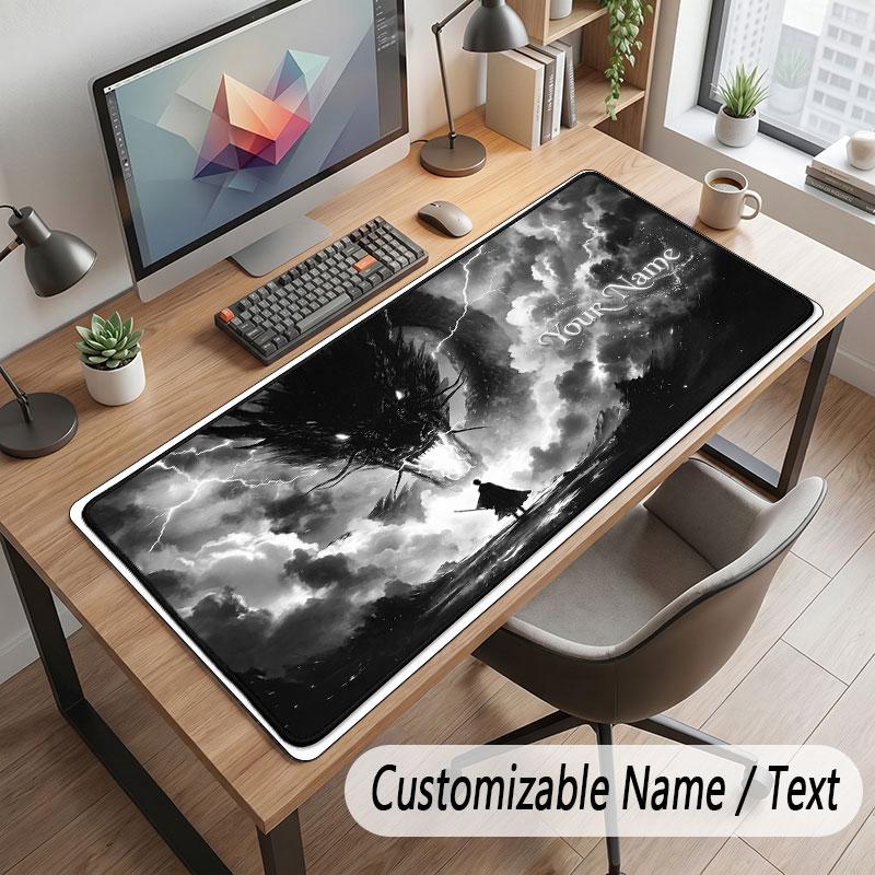 Dragon Theme Customized Mouse Pad Personalized Print Name Text Desk Mat For Home Office Table Decor