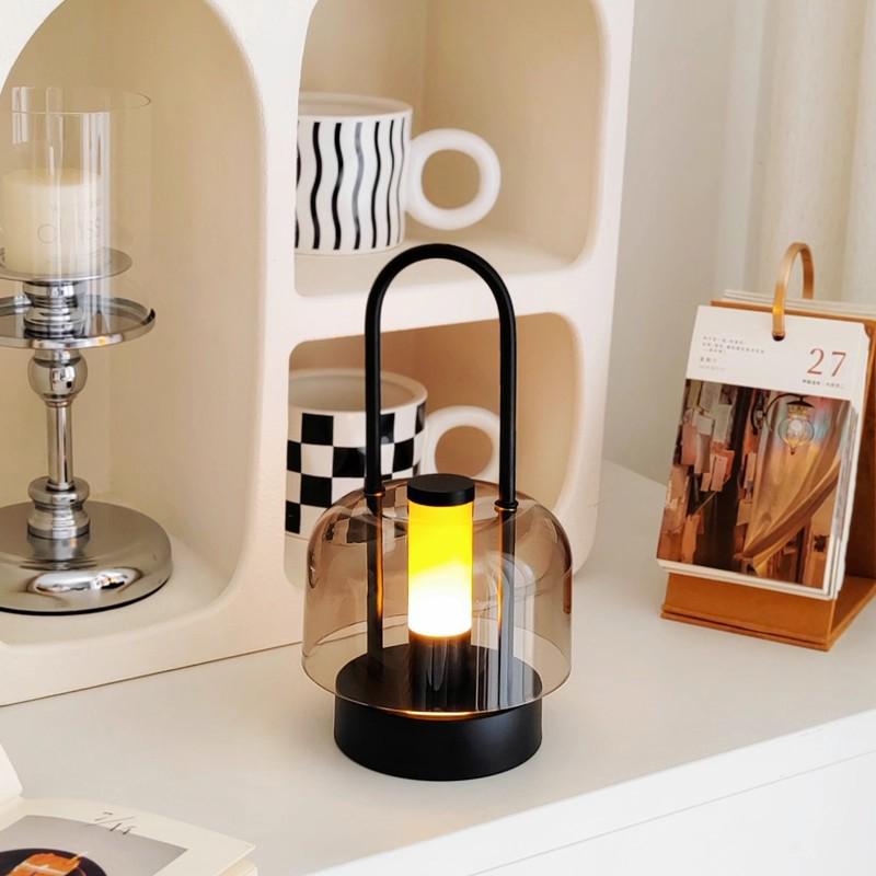 Creative Touch Portable Rechargeable Candlestick Lamp - Three-Color Stepless Dimming Night Light for Camping