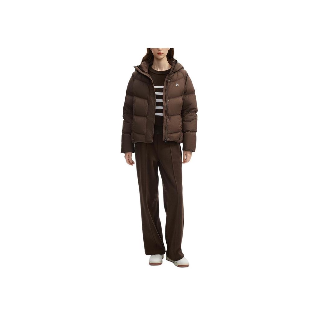 FILA White Series Loose Warm Hooded Down Jacket Women outerwear Rust-Brown F11W443904FBN
