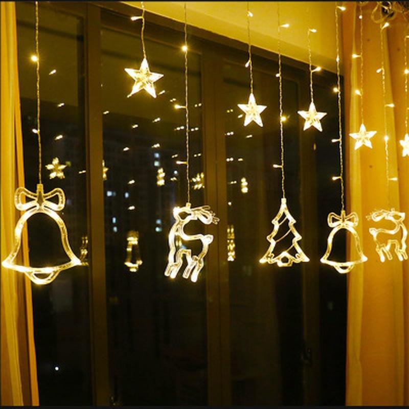 Elk Bell String Light LED Christmas Decor for Home Hanging Garland Christmas Tree Decor Ornament Xmas Gift New Year