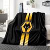 Flaming Wolves Emblem Wanderers Flannel Blanket, Soft Polyester, Modern Design, All-Season for Camping, Travel, Gifts for holidays or birthdays