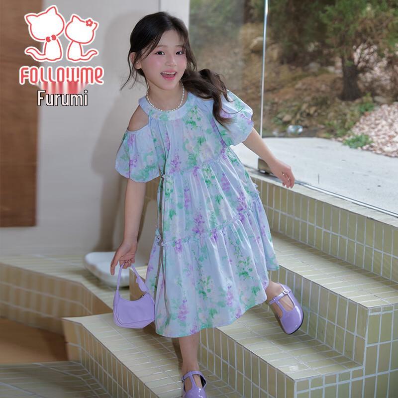 Fuluomi Girls Sweet Floral Princess Dress 130