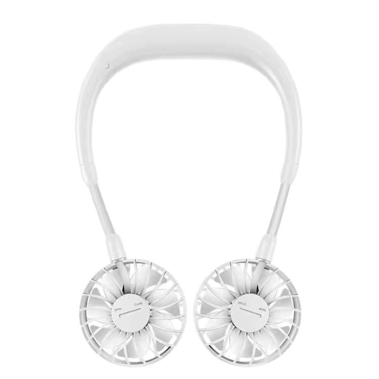 

3 швидкості USB Перезаряджуваний особистий вентилятор Handsfree, дизайн навушників Портативний портативний шийний міні-вентилятор для подорожей на природі в приміщенні білий