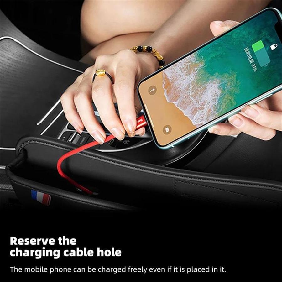 1PC Car Console Side Seat Gap Filler Storage Box PU Leather Front Seat Organizer