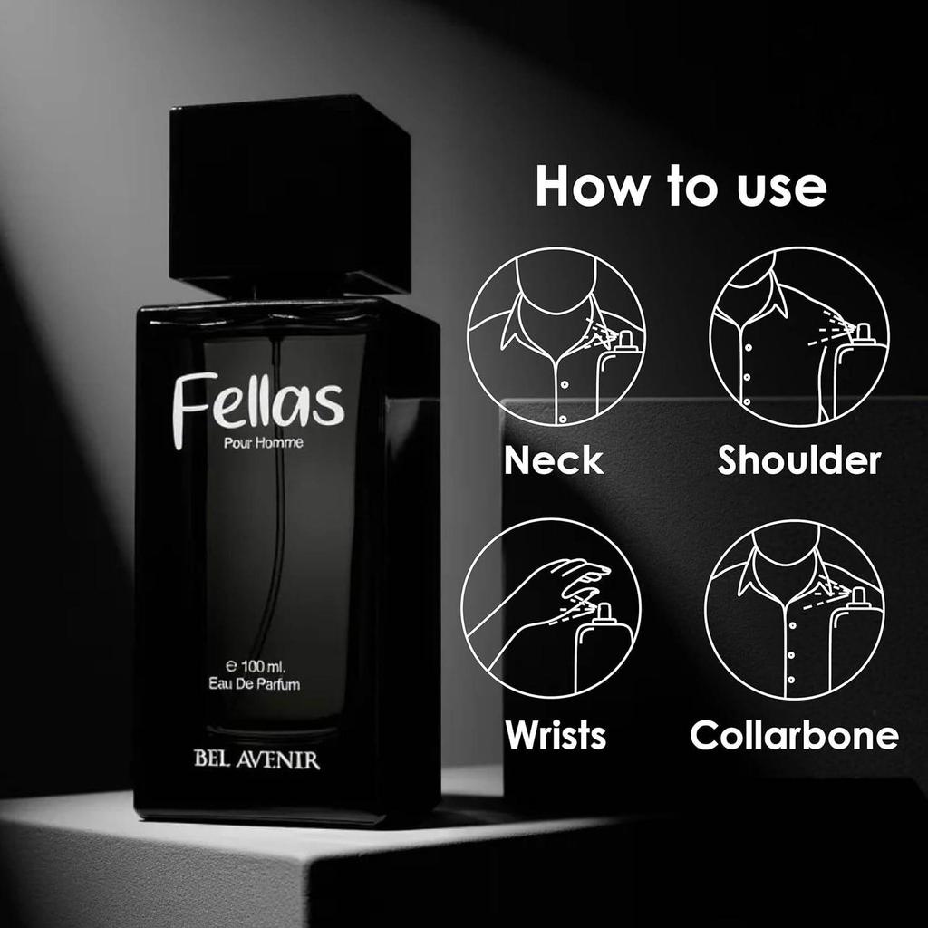 Bel Avenir Fellas Long Lasting Perfume for Man | Woody Aquatic Perfume | Fresh Citrus, Patchouli & Ambergris Notes | Daily and Date Night Fragrance |