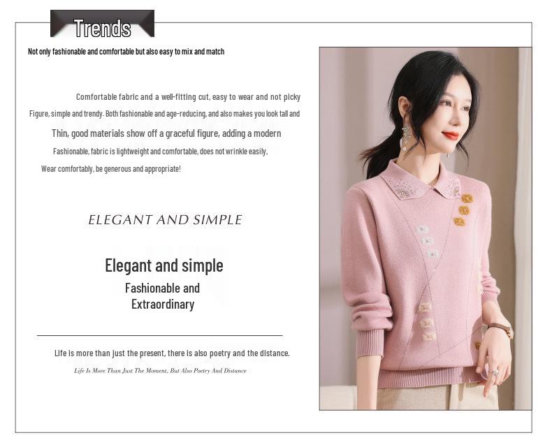 Mom's Wear 2024 Red Fleece One-Piece Base Layer Top for Middle-Aged and Elderly Women – Plus Size Thick Winter Sweater