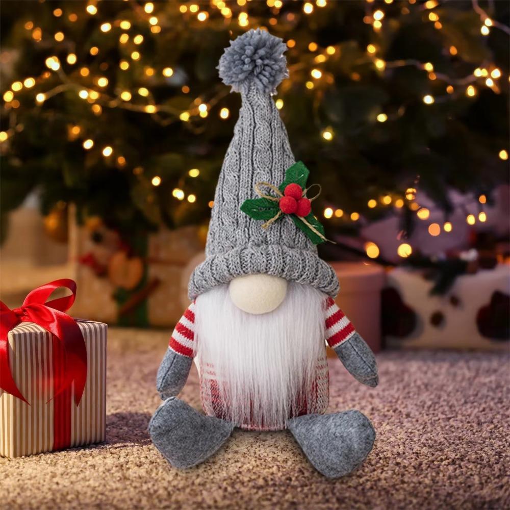 

Soft Faceless Plush Dwarf Handmade Seated Dwarf Figurine Santa Xmas Ornaments