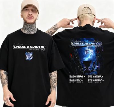 Chase Atlantic Evropa a Amerika Ztracené Britské Turné Tričko Pánské Bavlněné Tričko Vysoce kvalitní Krátký rukáv Volné Tričko