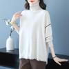 Women's Mid-Length High Neck Wool Sweater with Tassel - Loose Fit, Autumn/Winter Fashion.
