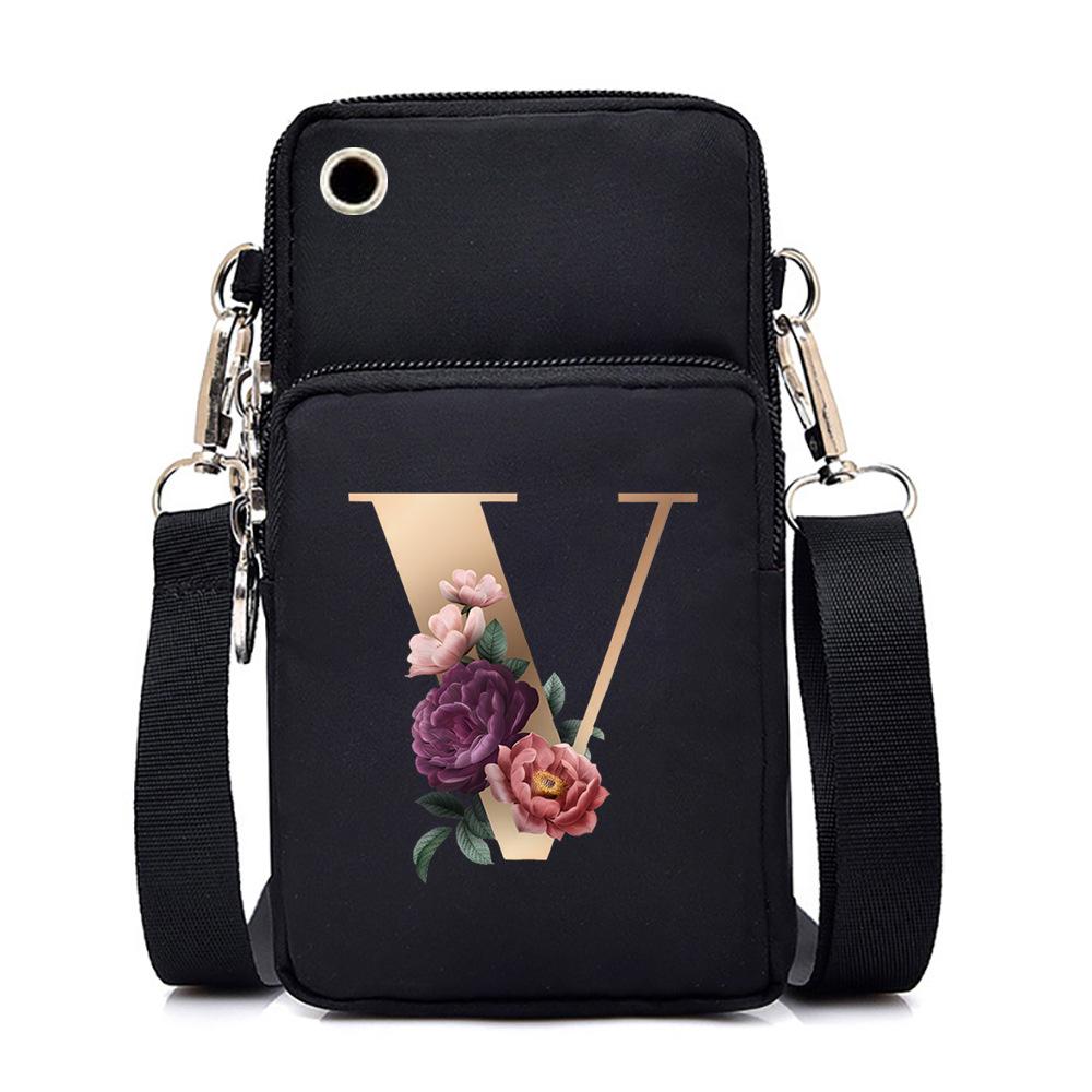 26 letter printed change bag, mobile phone bag to map, light to carry multi-function messenger bag