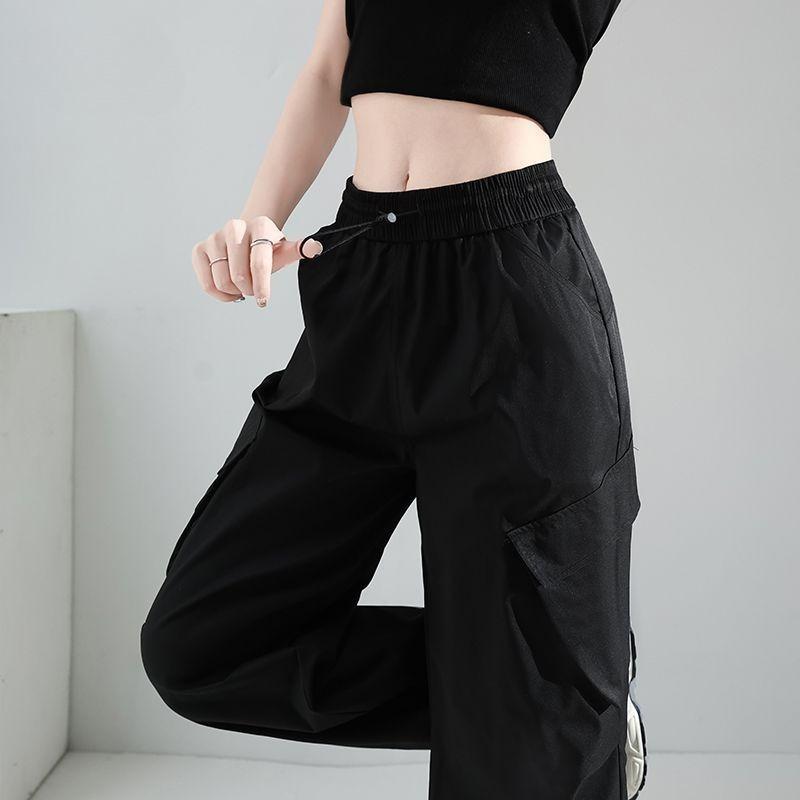 Fashionable American Cargo Pants for Women Summer High Waist Slimming Wide Leg Retro Casual Outfit