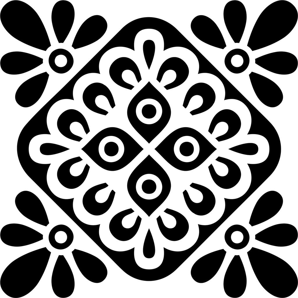 Printtoo Crafting Wooden Rubber Stamp Square Floral Mandala Pattern Scrap-booking-2 X 2